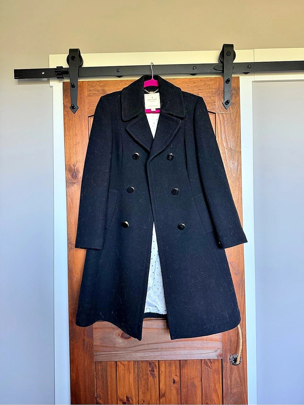 kate spade Double-Breasted Wool Coat in Black Size Medium